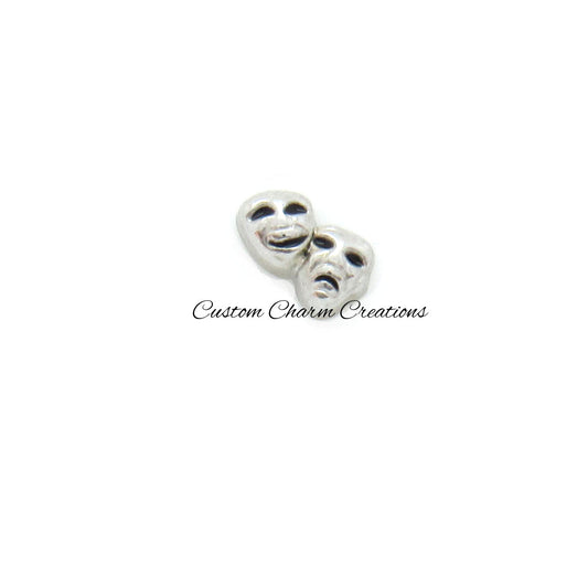 Silver Drama Masks Floating Locket Charm - Custom Charm Creations