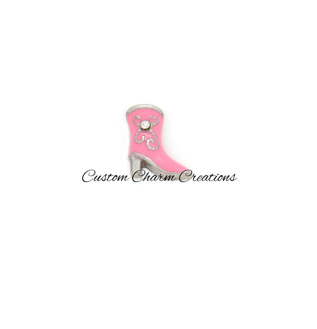 Pink Boot Floating Locket Charm - Custom Charm Creations