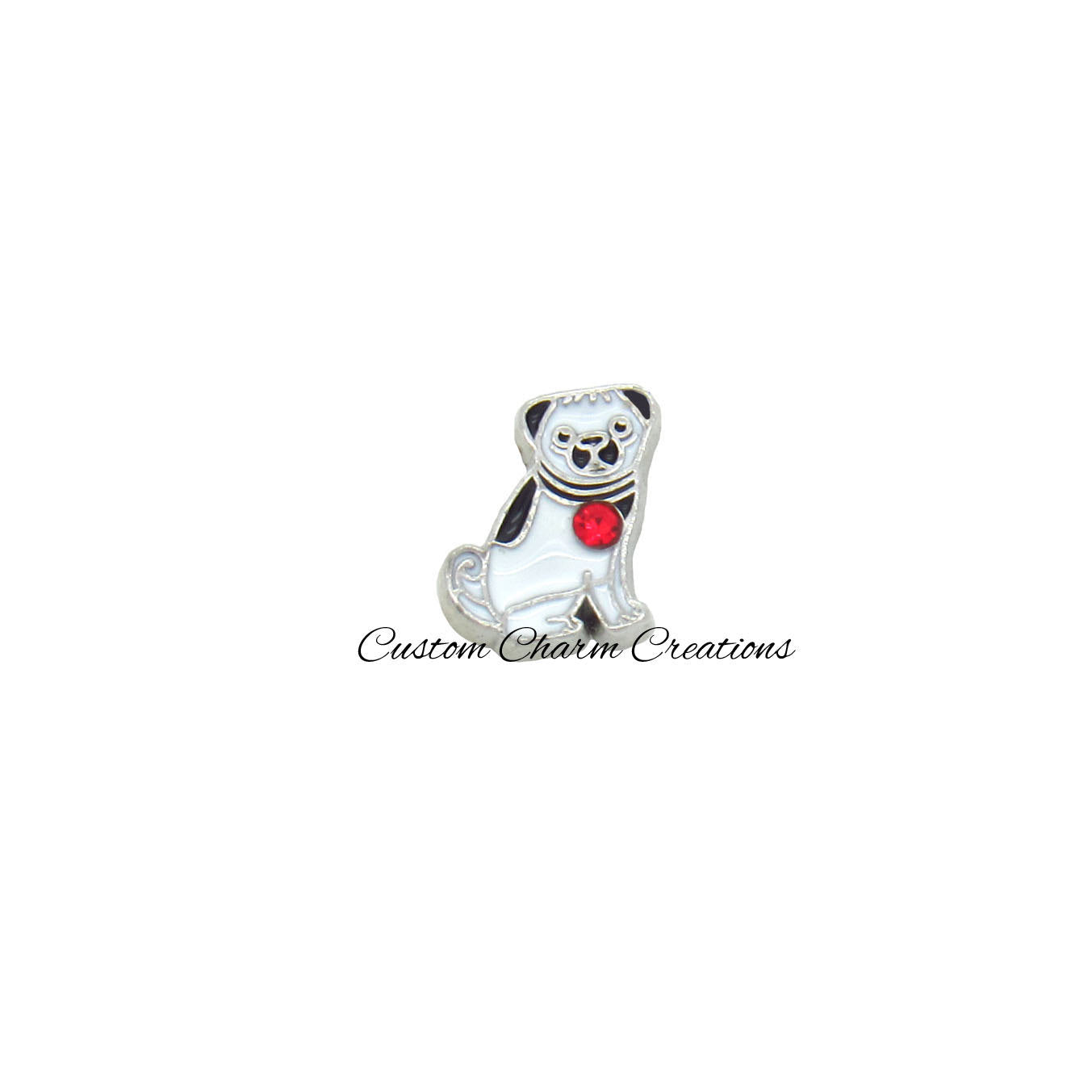 Pug Dog Floating Locket Charm - Custom Charm Creations