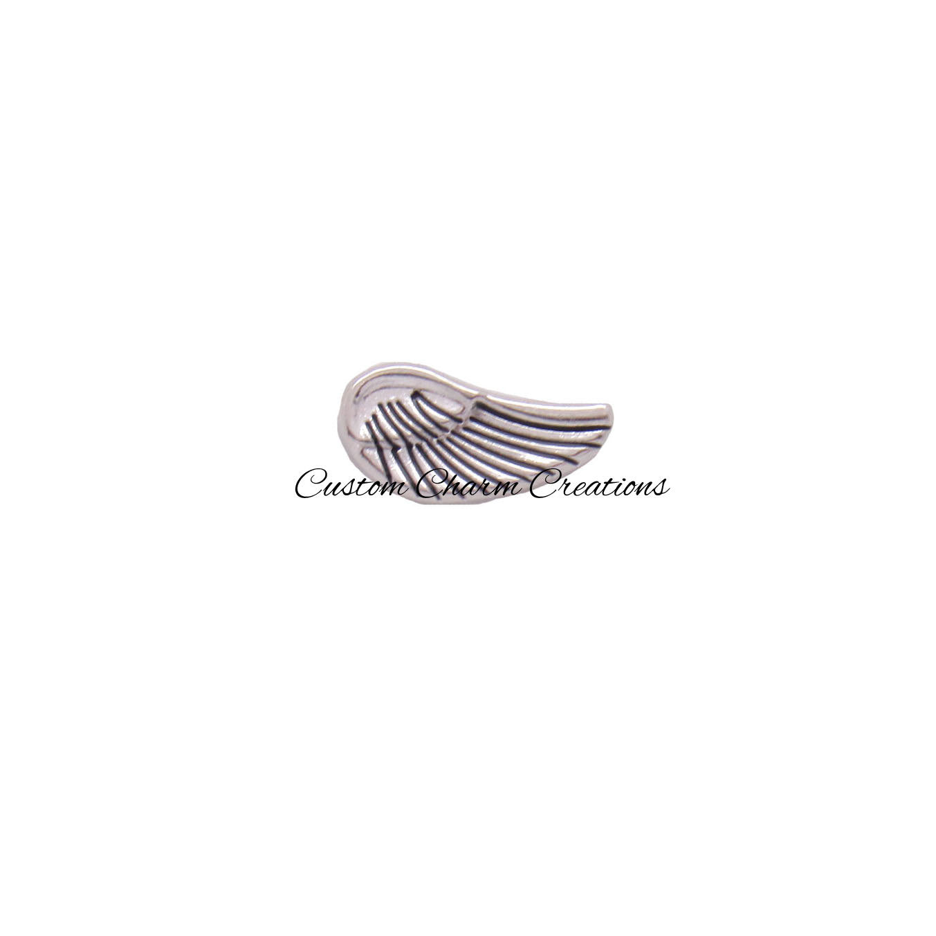 Large Silver Angel Wing Floating Locket Charm - Custom Charm Creations