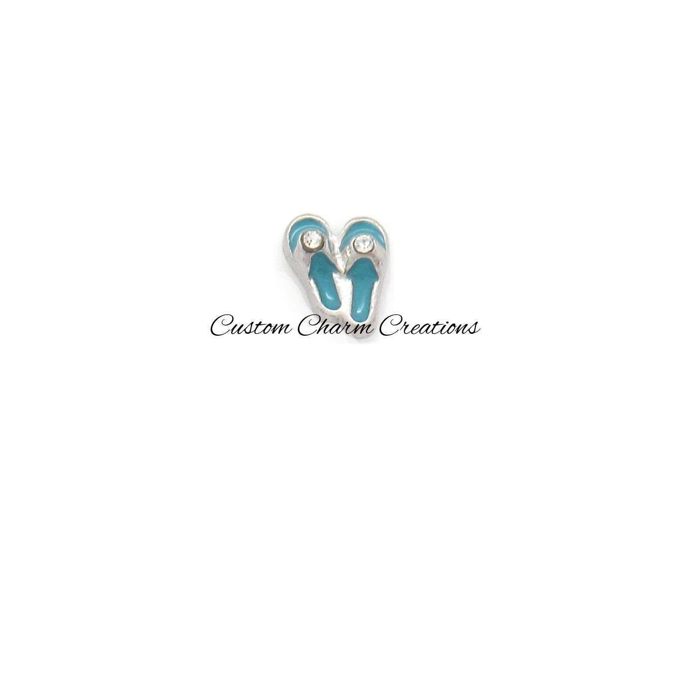 Blue Flip Flops Floating Locket Charm - Custom Charm Creations