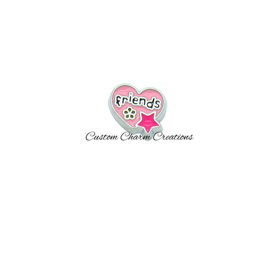 Friends Pink Heart Floating Locket Charm - Custom Charm Creations