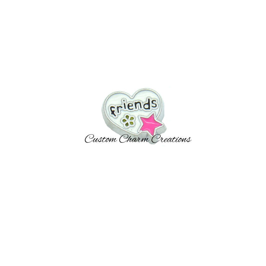 Friends White Heart Floating Locket Charm - Custom Charm Creations