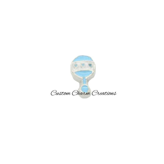 Blue Baby Rattle Floating Locket Charm - Custom Charm Creations